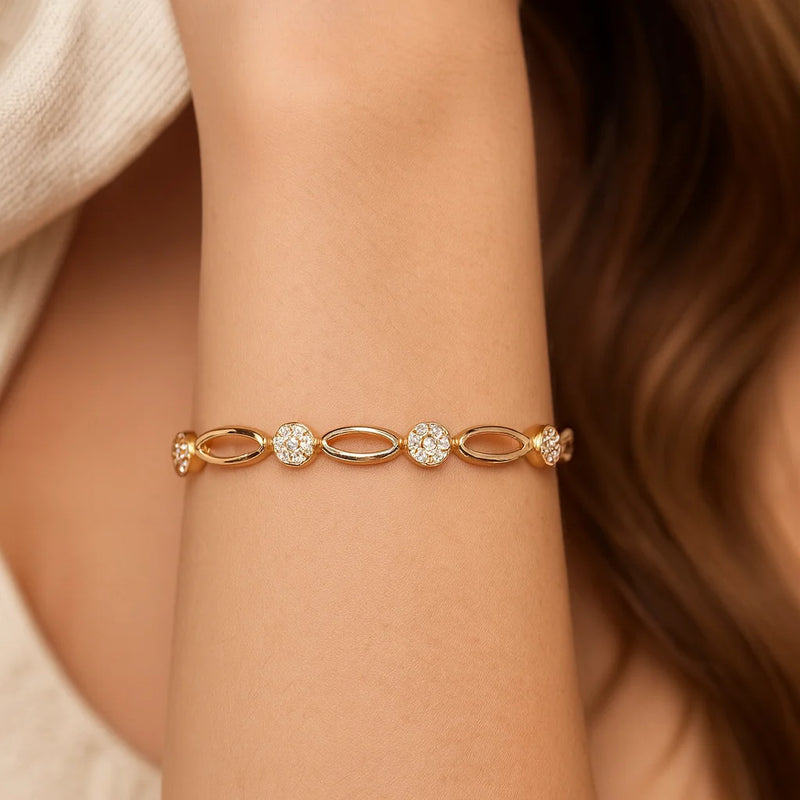PULSEIRA CRAVEJADA BANHADA EM OURO 18K