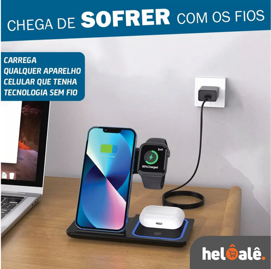 Carregador por indução iPhone, Apple Watch e AirPods - 3 em 1 [50% DE DESCONTO]