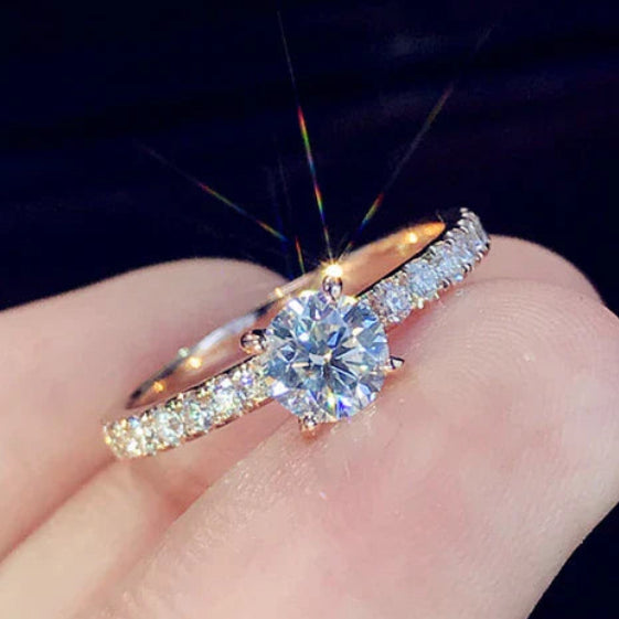 Anel Solitário Banhado a Ouro 18K com Zircônia