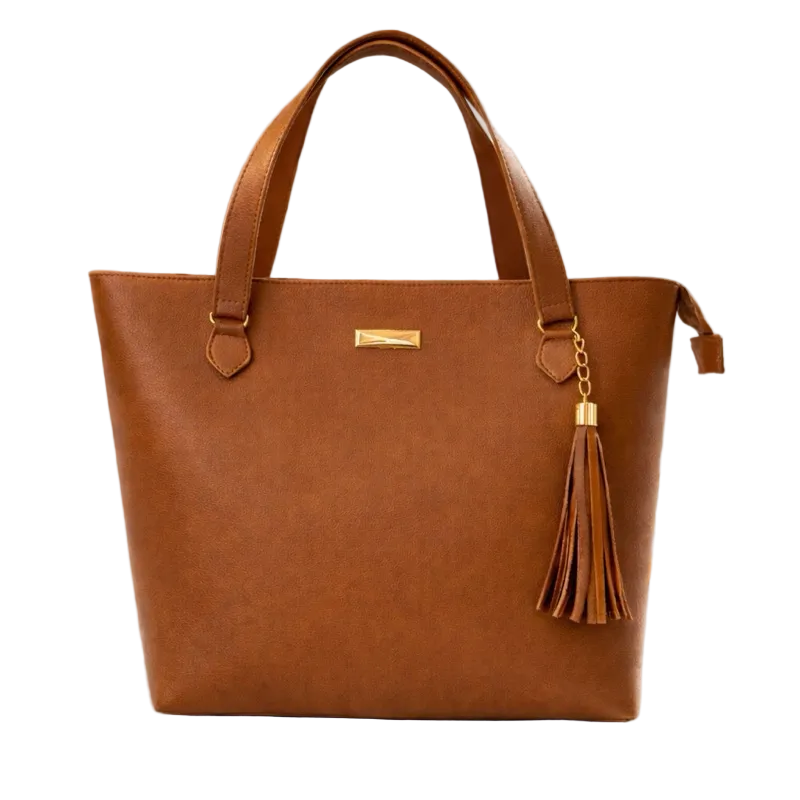Bolsa Feminina Tote Elegance – Pingente Tassel e Metais Dourados