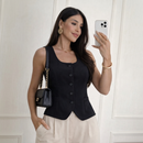 Colete Feminino de Alfaiataria Elegante – Gola Quadrada