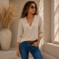 Blusa Feminina Crepe Duna Premium – Decote V e Manga 3/4