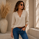 Blusa Feminina Crepe Duna Premium – Decote V e Manga 3/4