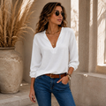 Blusa Feminina Crepe Duna Premium – Decote V e Manga 3/4