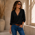 Blusa Feminina Crepe Duna Premium – Decote V e Manga 3/4