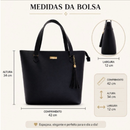 Bolsa Sacola Feminina Moderna Zíper Reforçado e Detalhes em Metal Dourado
