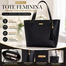 Bolsa Sacola Feminina Moderna Zíper Reforçado e Detalhes em Metal Dourado
