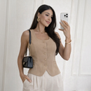 Colete Feminino de Alfaiataria Elegante – Gola Quadrada
