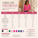 Blusa Manga 3/4 Feminina Elegante Casual Detalhe em V Moda Evangica Duna Social Básica Várias Cores