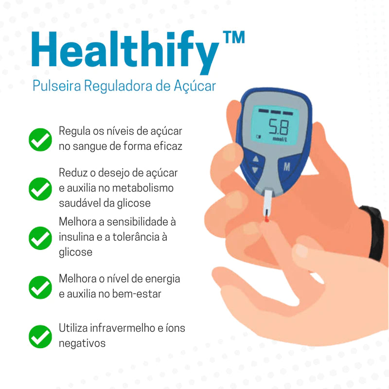 Pulseira Reguladora de Açúcar Healthify™ 🚨 Super Queima de Estoque 🚨