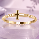 Anel Cruz em Prata 925 Banhado a Ouro